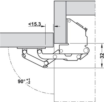 Мебельная петля для подвесных верхних шкафов