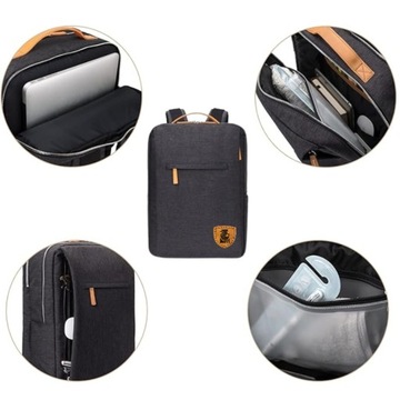 PLECAK TORBA NA LAPTOPA DAMSKA PODRÓŻNY BAGAŻ PODRĘCZNY SZKOLNY USB CZARNY