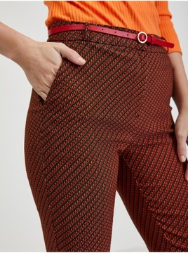 Czarno-czerwone damskie wzorzyste spodnie ORSAY