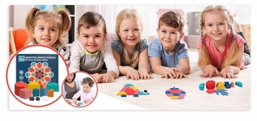 ПАЗЛ ДЕРЕВЯННЫЕ БЛОКИ МОЗАИКА МОНТЕССОРИ ЦВЕТА ФОРМЫ ПАЗЛ 180 EL