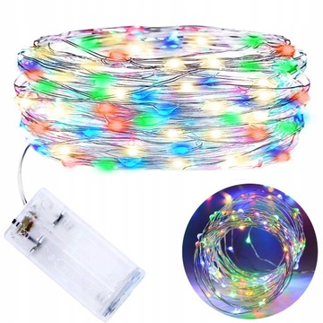 LAMPKI NA BATERIE KOLOROWE MULTIKOLOR drucik 20LED