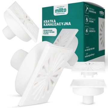 KRATKA ŚCIEKOWA 50 MM 15x15 CM ODPŁYWOWA ODPŁYW BRODZIKA PRYSZNICA DOLNA