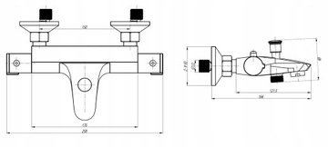 Deszczownica bateria wannowa termostat +umywalkowa