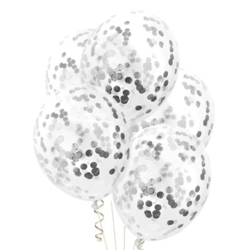 Balony Transparentne ze Srebrnym Konfetti 100szt