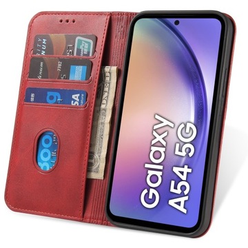 Etui do SAMSUNG GALAXY A54 5G SKÓRZANE MAGNET CASE + SZKŁO 9H