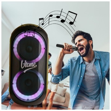 GŁOŚNIK BLUETOOTH USB SD FM AUX PRZENOŚNA KOLUMNA BOOMBOX KARAOKE MIKROFON