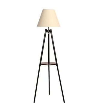 LAMPA STOJĄCA PODŁOGOWA LS-60 DREWNO ABAŻUR ECRII