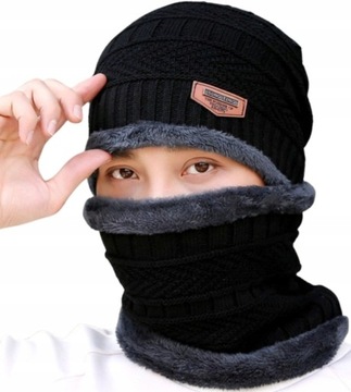 Ciepły Zimowy Komplet Czapka Komin Męski Na Zimę