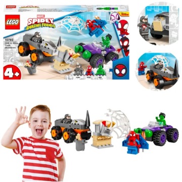 LEGO MARVEL HULK KONTRA RHINO SPIDER-MAN POJAZDY BOJOWE RÓG PIĘŚCI BITWA