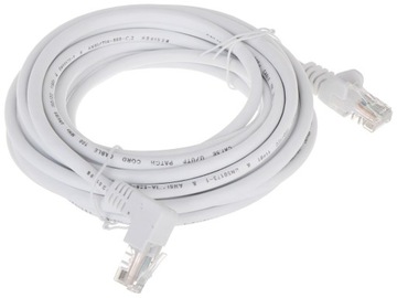 Patchcord Kabel RJ45 UTP Kat 5e Biały 5m Kątowy