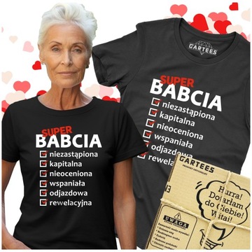 KOSZULKA DAMSKA KAPITALNA SUPER BABCIA TSHIRT DLA NAJLEPSZEJ BABCI BRELOK