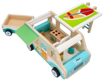 ADAM TOYS ДЕРЕВЯННЫЙ АВТОКЕМПЕР С ПРИЦЕПОМ 3+