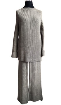 СПОРТИВНЫЙ КОМПЛЕКТ, БРЮКИ + СВИТШОТ-ТУНИКА, S - XL, ХОЛОДНЫЙ БЕЖЕВЫЙ