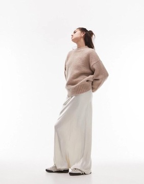 Topshop pqs OVERSIZE SWETER BEŻOWY CASUAL OKRĄGŁY DEKOLT M NH2