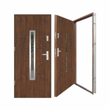 Grube drzwi wejściowe G 74 INOX BEZRAMKOWY LUX90