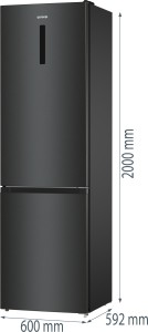 Холодильник Gorenje NRK620EABXL4 AdaptTech NoFrost Черный 200см 331л 60см Crips