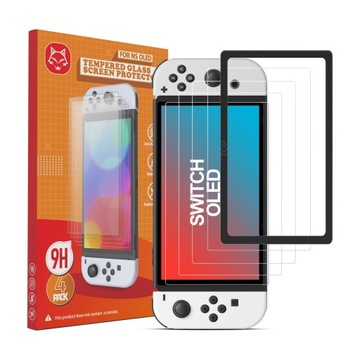 SZKŁO HARTOWANE TEMPERED GLASS 4 szt. 9H DO NINTENDO SWITCH OLED PREMIUM