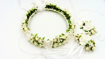 ZESTAW KOMUNIJNY WIANEK,OZDOBA ŚWIECY