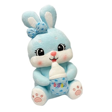 SŁODKI ZAJĄCZEK króliczek MASKOTKA Z BUTELKĄ PLUSZOWY BUNNY WIELKANOC 40 cm
