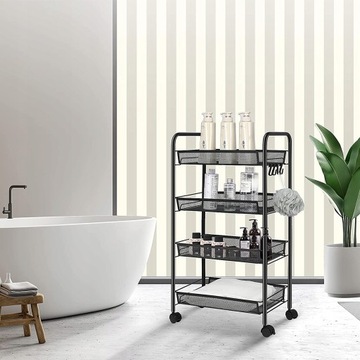 КУХОННАЯ ПОЛКА НА КОЛЕСАХ МОБИЛЬНЫЙ ШКАФ ДЛЯ ВАННОЙ ЧЕРНАЯ ТЕЛЕЖКА