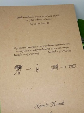 ZS12 *2 E Zaproszenie na ślub ślubne z drewnianymi sercami