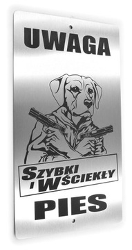 Tabliczka ze STALI INOX - UWAGA PIES - LABRADOR