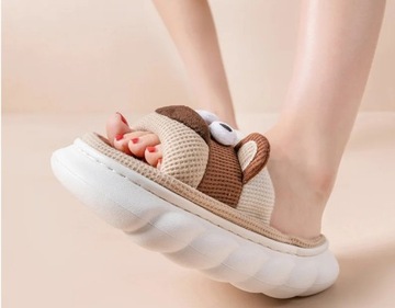 ЛЬНЯНЫЕ ТАПОЧКИ 40 - 41 ТЕПЛЫЕ И МЯГКИЕ ДЫШАЩИЕ ВСТАВКИ