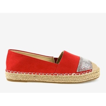 Czerwone Skóra ekologiczna Buty Espadryle r.37