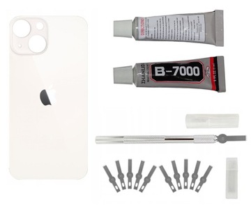 Klapka Tył iPhone 13 Biały + Nożyk + Klej