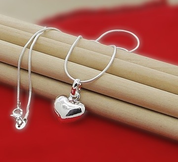 Серебряное детское колье Нежное Сердце, сердце, цепочка змея, 925 проба