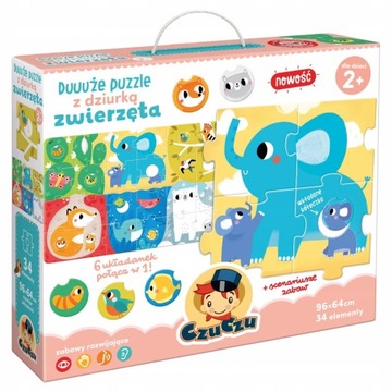 Duuuże puzzle z dziurką Zwierzęta Czu Czu 2+