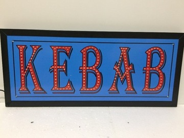 Светодиодная рекламная вывеска KEBAB 71х31 см. Светодиодная неоновая вывеска