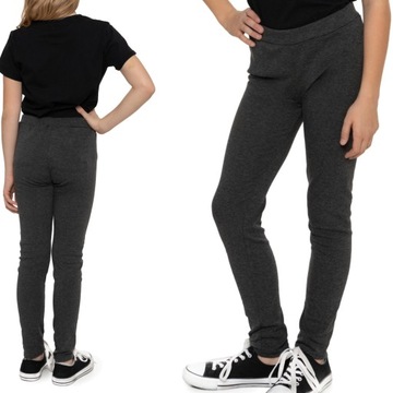 1x legginsy getry dziewczęce MORAJ ciemny szary melanż 122-128