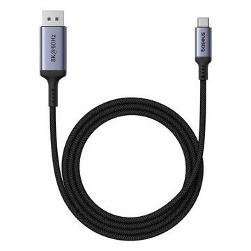 BASEUS JEDNOKIERUNKOWY KABEL USB-C/DisplayPort 8K PRZEWÓD W OPLOCIE 2m