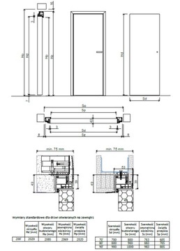 Drzwi Ukryte Sofia do malowania 70 Lewe otwierana na zewnątrz
