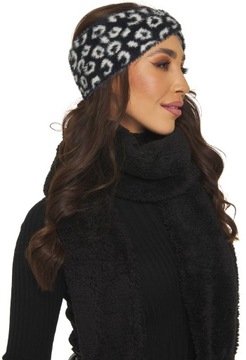 KNOT BAND, мех альпаки, леопардовый принт, черный экрю
