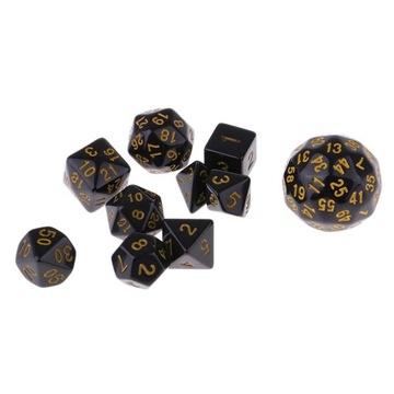 10 штук акриловых многогранных кубиков для игры DND RPG желтого цвета