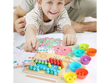 Развивающий пазл Монтессори Мозаика Бусины Деревянные шарики ZA4438
