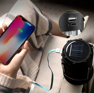 ТУРИСТИЧЕСКИЙ СОЛНЕЧНЫЙ POWERBANK КЕМПИНГОВЫЙ ФОНАРЬ 2В1