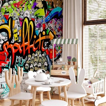 ФОТО ОБОИ ГРАФФИТИ SKATE STREETART НАСТЕНА МОЛОДЕЖНАЯ СПАЛЬНЯ 250x175