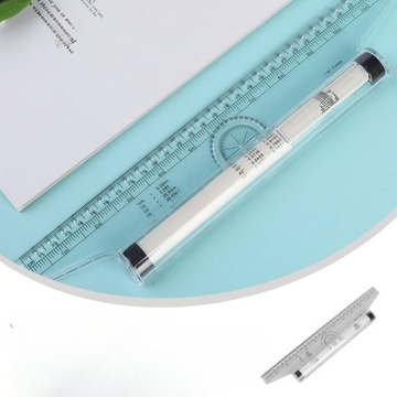 LINIJKA KĄTOWA NARZĘDZIE DO RYSOWANIA PROJEKTOWANIA SKALA PRZENOŚNA POMIAROWA ROLKA RÓWNOLEGŁA