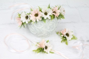 Венок для причастия, ромашка, ромашка, РОЗОВОЕ украшение