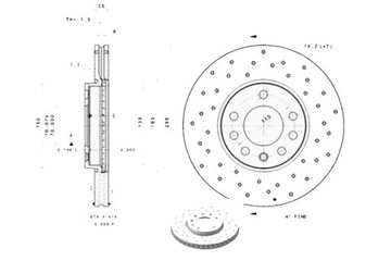 BREMBO TARCZE HAMULCOWE NAWIERCANE CADILLAC BLS CH