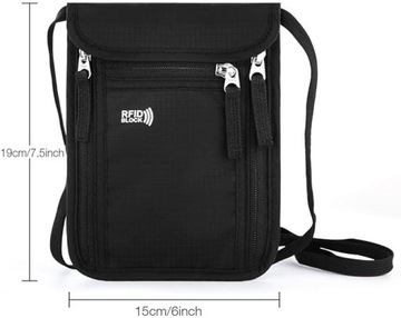 ПРОТИВОКРАЖНАЯ СУМКА ДЛЯ ДОКУМЕНТОВ КОШЕЛЕК ДЛЯ ПАСПОРТА ТЕЛЕФОН ЧЕРНЫЙ