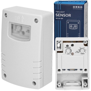 CZUJNIK ZMIERZCHU AUTOMAT ZMIERZCHOWY ZEWNĘTRZNY LED IP44 REGULACJA TIMER
