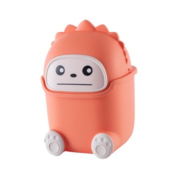 Mały kosz na śmieci z pokrywką Kosz na śmieci 5L Organizer na biurko Cartoon pomarańczowy