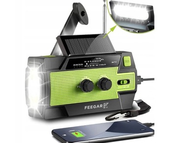 Feegar Radio FM Awaryjne Solar SOS 4000mAh Latarka