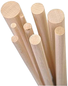 Kołek bukowy gładki fi 8 1000 mm KOMPLET 10 szt