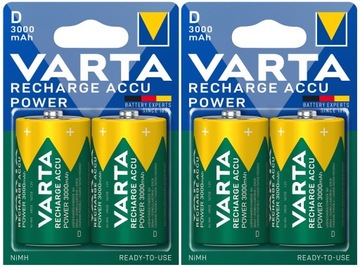 4 x AKUMULATORKI VARTA R20 D HR20 3000mAh BATERIE