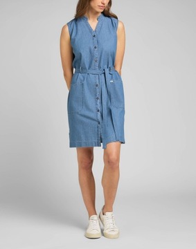 LEE sukienka damska JEANS blue SMOCK DRESS XS XS